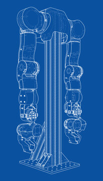 robotic arm blueprint illustration. Vector