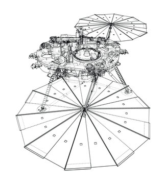 Mars lander wireframe illustration. Vector