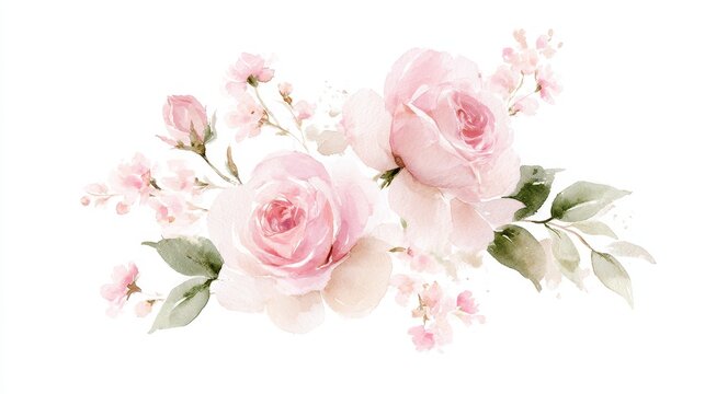 Watercolor painting of pink blooms with gentle washes and airy background
