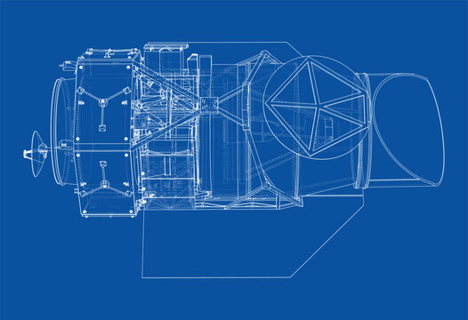 technical blueprint of a machine. Vector