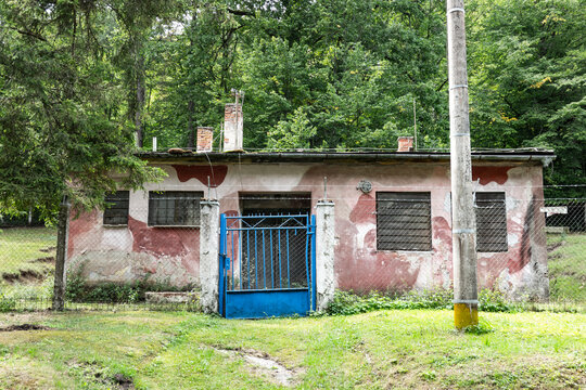 An old abandoned military building from the communist era in the Czechoslovak Republic during the Cold War