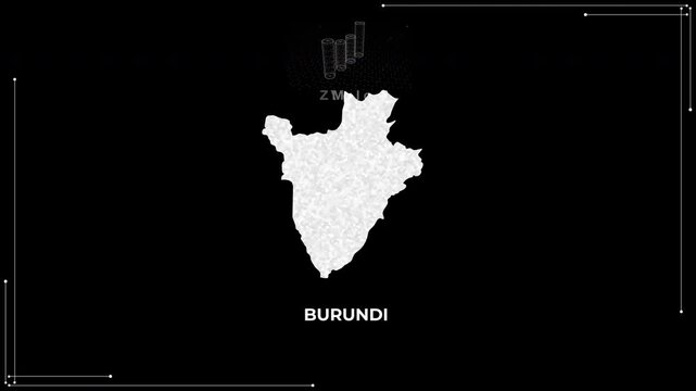Burundi Guinea technology map with animated charts, graphs, statistics, and analytics showcasing economy, infrastructure, innovation, population, trade, energy, and national development