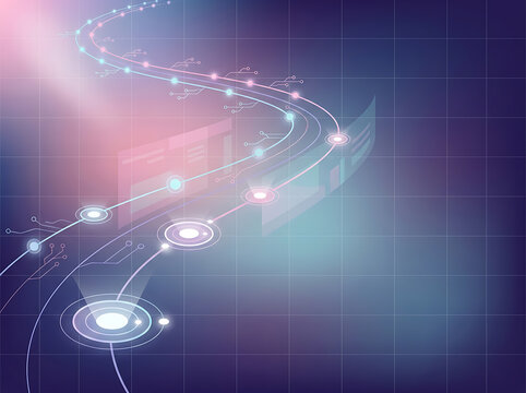 Futuristic Technology Roadmap Background with Glowing Data Path