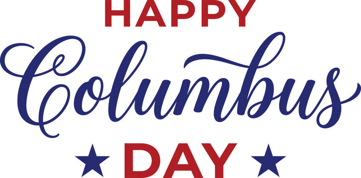 Happy Columbus Day text vector design with stars and holiday celebration lettering