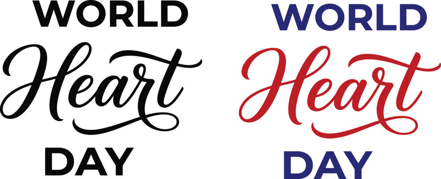 World Heart Day handwritten calligraphy lettering typography vector design
