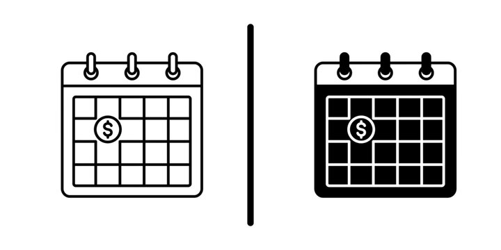 Title: Payment schedule calendar dollar coin due date vector icon