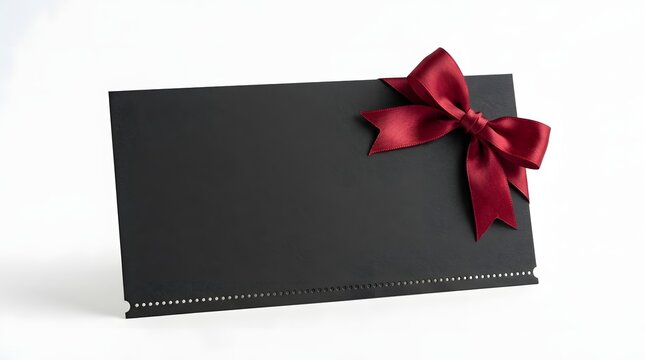 A sophisticated black gift card adorned with a striking red ribbon provides a beautiful and flexible way to present gifts for any special event