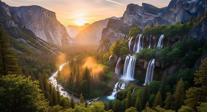 Waterfall mountain landscape scenic view