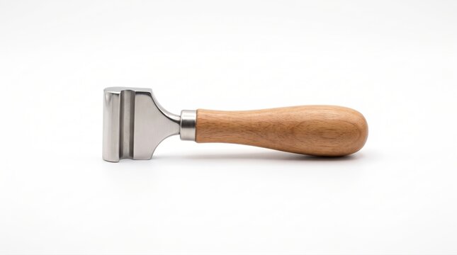 Leather edge creaser tool with wooden handle for professional leathercraft and bookbinding