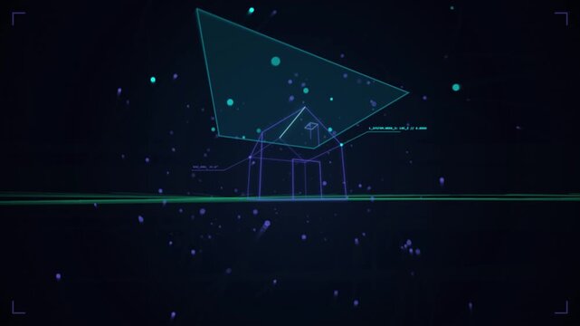 Futuristic digital satellite dish and network interface elements appear in a dark blue technological environment.