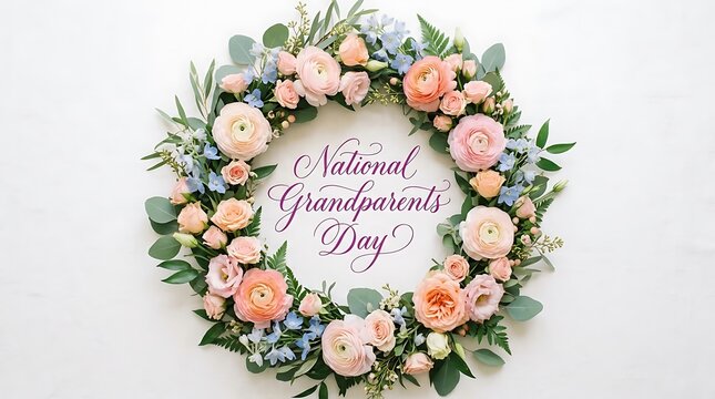National grandparents day flower wreath greeting card