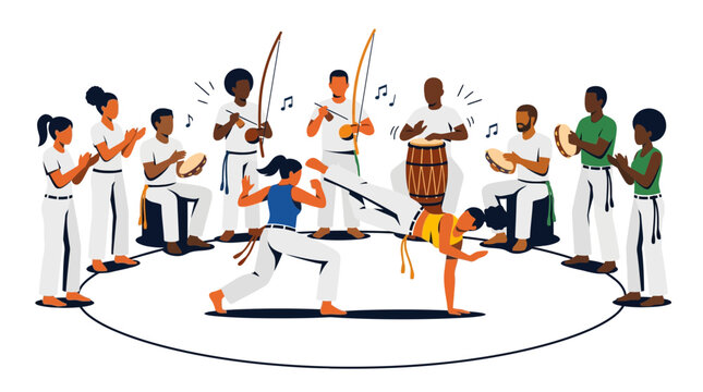 Capoeira Martial Art Performance with Musicians and Dancers