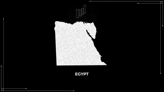 Egypt Guinea technology map with animated charts, graphs, statistics, and analytics showcasing economy, infrastructure, innovation, population, trade, energy, and national development