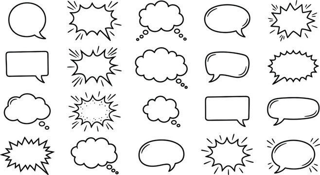 comic book speech bubbles and thought clouds for graphic design