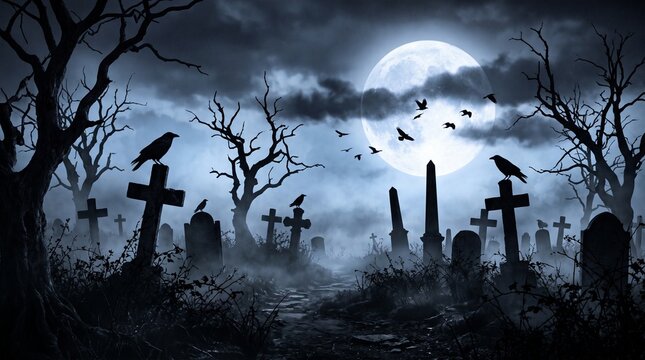 graveyard silhouette halloween  Abstract Background.