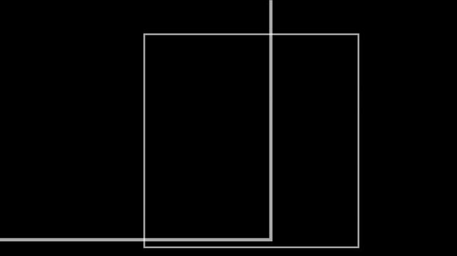 Minimalist 4k white square frame animation on black background, for modern and, motion overlay