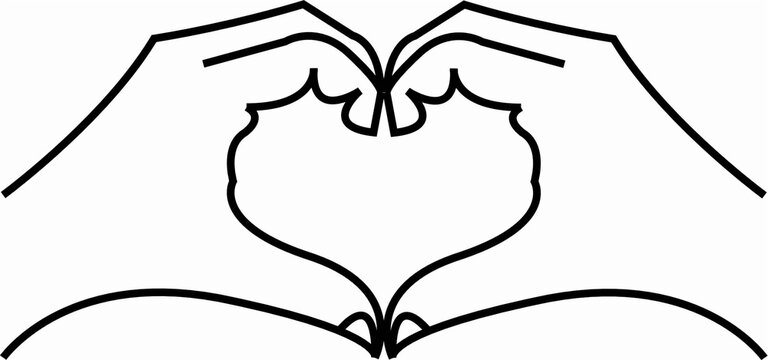 vector illustration of a heart,Heart made with hands, Symbol of love and sincerity,Heart shape made with hands