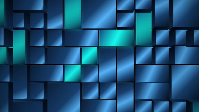 Abstract Blue Geometric Square Background with 3D Cubes, Seamless Pattern, Modern Vector Texture and Futuristic Wallpaper Design for Business and Creative Projects