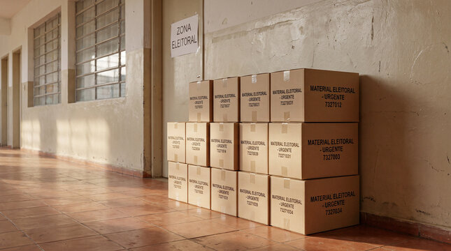 Election materials stacked for voting