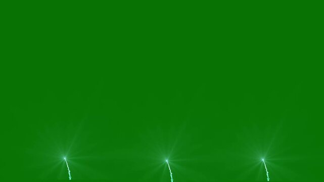 Celebration firework circle burst cartoon animation with white line, flat vector explosion effects, glowing geometric spark blast on transparent black background, 4k loop