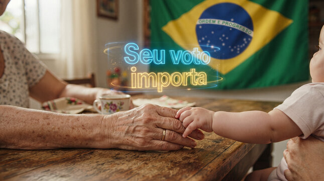 Generations holding hands with vote message