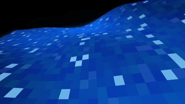Abstract Blue Geometric Square Background with Futuristic 3D Shapes, Digital Technology Pattern, Glowing Light and Modern Business Wallpaper Design