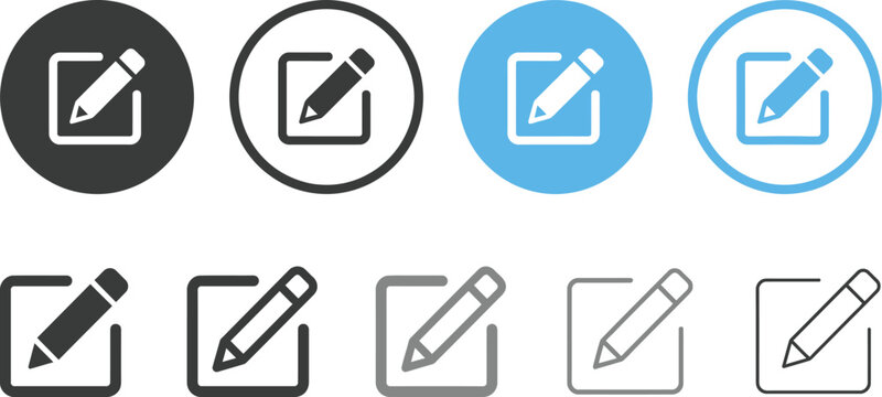 edit pen icon, create modify pen sign button, Pencil icon, sign up icon - editing text file document icons