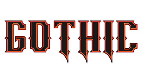 Gothic text effect title with retro typography style isolated on white background © Ndoewer
