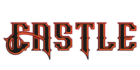 Retro gothic castle typography text effect on transparent background © Ndoewer