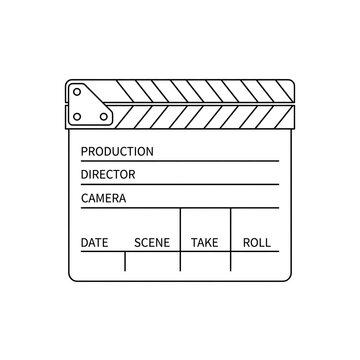 Film Clapperboard Line Art Vector | Movie Production Icon Outline