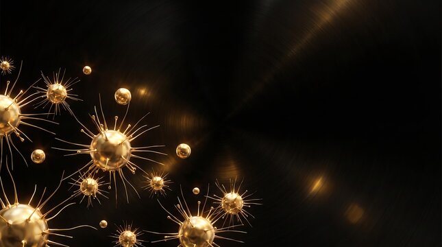 Golden Spiky Microbes and Spheres in Space