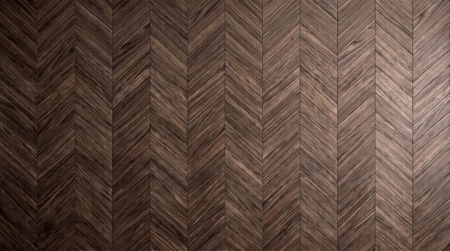 Dark walnut herringbone wood flooring, elegant chevron timber parquet texture, rustic brown wooden wall paneling for interior design