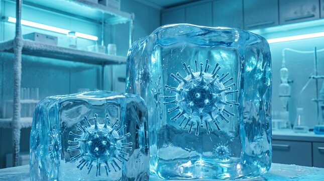 Transparent Ice Cubes with Pathogens Inside