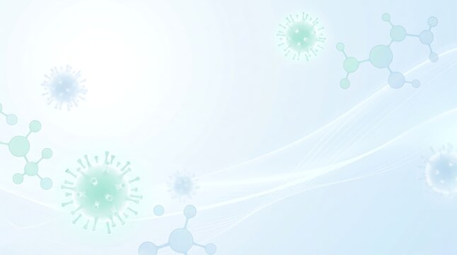 Light Medical Wave Abstract Background with Viruses