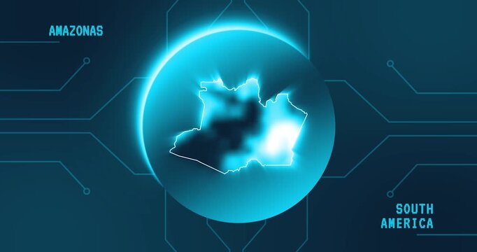 Amazonas Map - Brazil South America technology concept Minimalist Glitch Effect