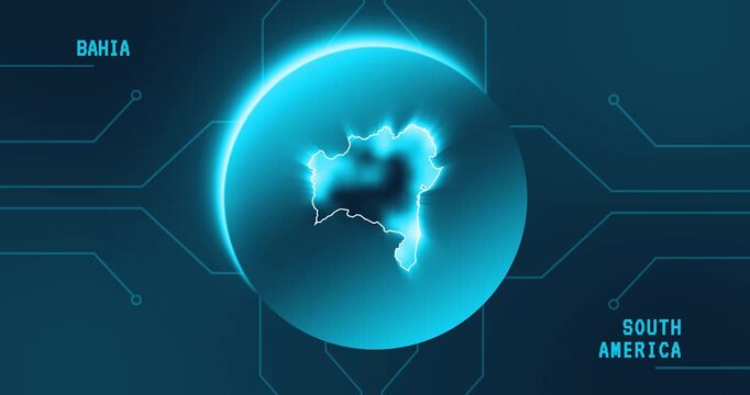 Bahia Map - Brazil South America technology concept Minimalist Glitch Effect