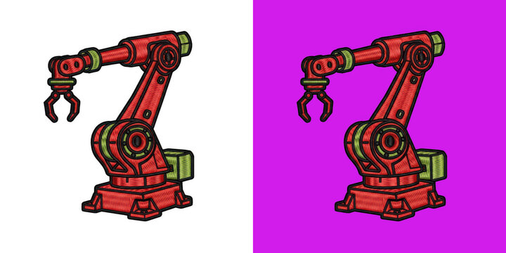 Industrial Robotic Arm Embroidery Style Icon Split Design transparent png