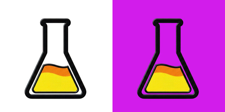 Laboratory beaker flask icon with orange gradient fluid inside