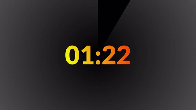 Ninty seconds countdown animation, Ninty second countdown timer video from 90 to 0 second on transparent background,1.5 minute timer counts hours minutes seconds in 60 seconds in 4k with alpha channel