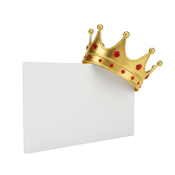 Golden crown on a blank white paper card