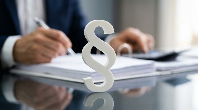White section symbol representing law and justice in a professional office setting.