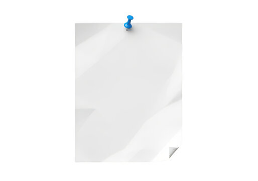 Blank crumpled paper sheet with a blue push pin