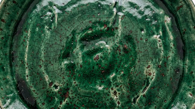Green Ceramic Glaze Texture with Crackle Pattern Background