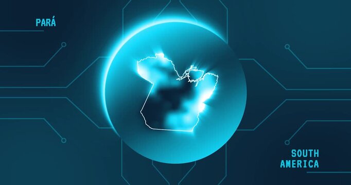 Para Map - Brazil South America technology concept Minimalist Glitch Effect