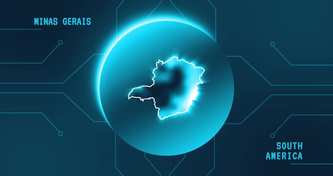 Minas Gerais Map - Brazil South America technology concept Minimalist Glitch Effect