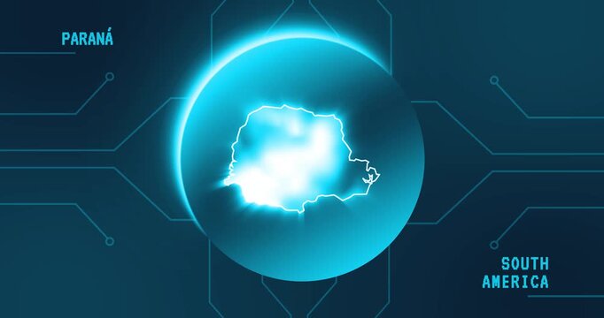 Parana Map - Brazil South America technology concept Minimalist Glitch Effect