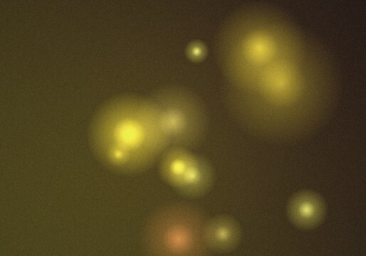 Dark brown background, with soft glowing, yellow circular light, orbs and a, grainy texture, creating, a warm and, atmospheric digital visual effect