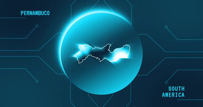 Pernambuco Map - Brazil South America technology concept Minimalist Glitch Effect
