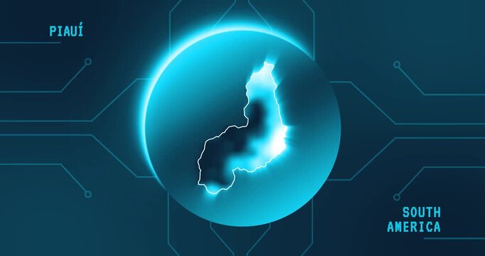 Piau&iacute; Map - Brazil South America technology concept Minimalist Glitch Effect