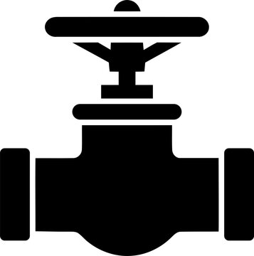 Black industrial pipe valve icon isolated on transparent background